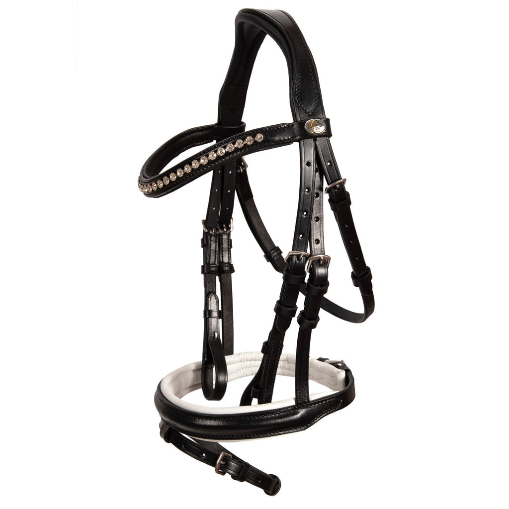 Trense Wiesbaden schwarz/silberne Kristalle weiß unterlegt