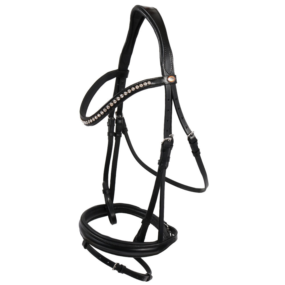 Trense Wiesbaden schwarz/silberne Kristalle schwarz unterlegt