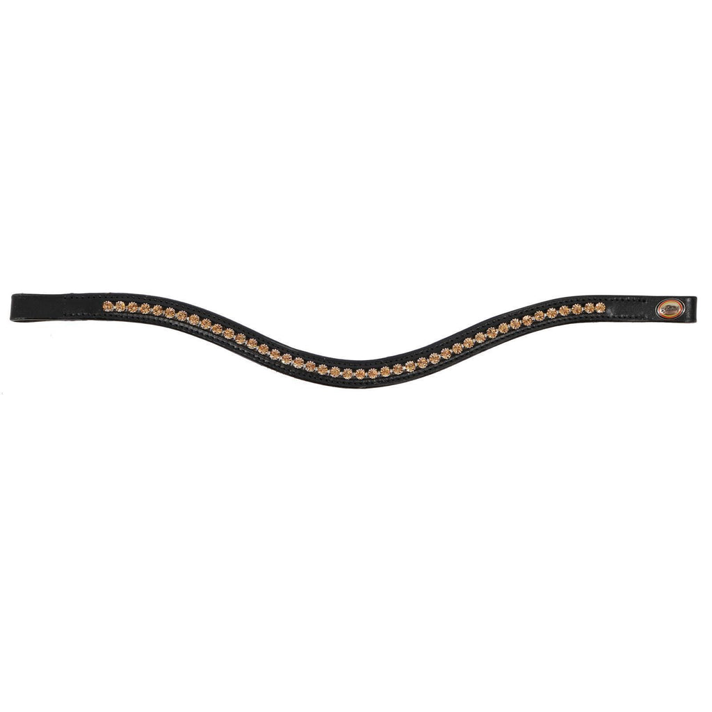 Stirnriemen Berlin schwarz mit kleinen honigfarbenen Steinen