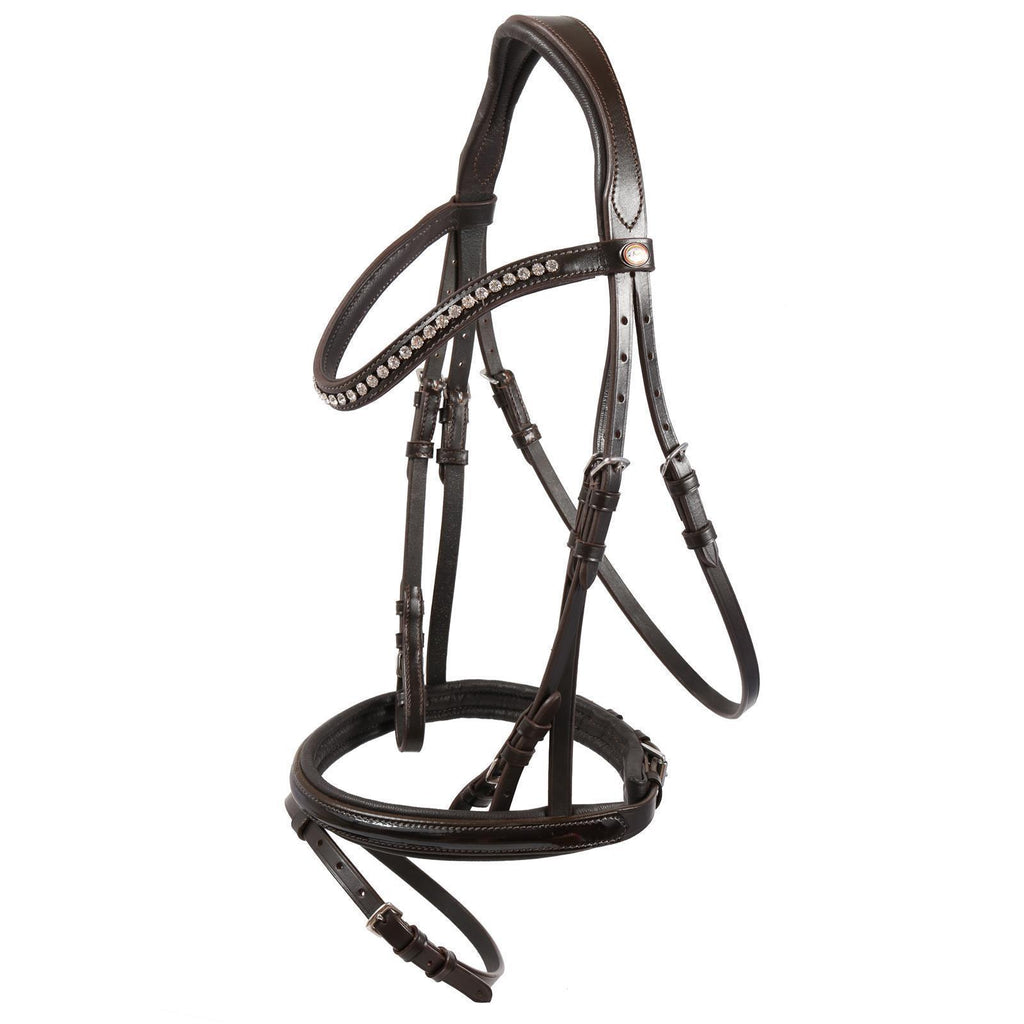 Trense Calgary englisches Reithalfter braun/silber LACK