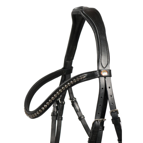 Trense Luhmühlen schwarz/silber dunkle Kristalle