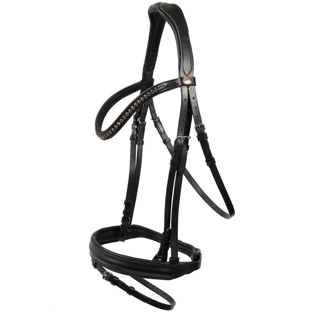 Trense Luhmühlen schwarz/silber dunkle Kristalle